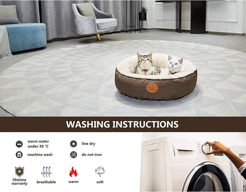 Washable Donut Cat Bed - Round, Machine Washable, Medium & Small Sizes