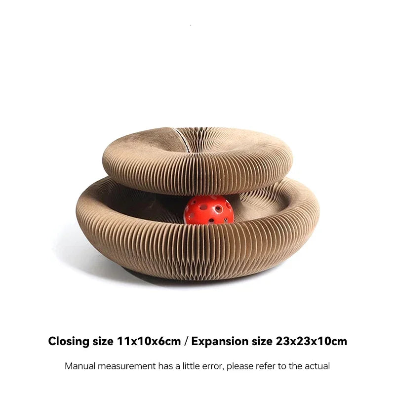 2025 New Magic Cat Scratch Organ Board Cat Toy with Ball Grinding Claw Cat Climbing Frame Kitten round Corrugated Toy