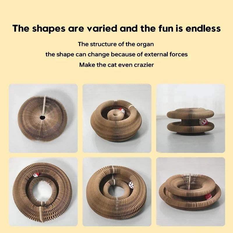 2025 New Magic Cat Scratch Organ Board Cat Toy with Ball Grinding Claw Cat Climbing Frame Kitten round Corrugated Toy