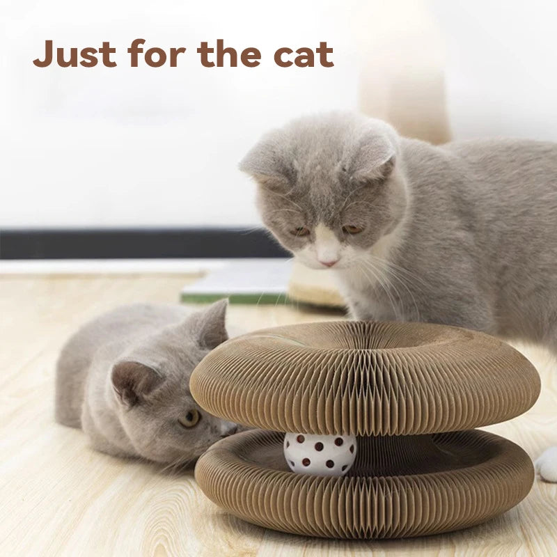 2025 New Magic Cat Scratch Organ Board Cat Toy with Ball Grinding Claw Cat Climbing Frame Kitten round Corrugated Toy