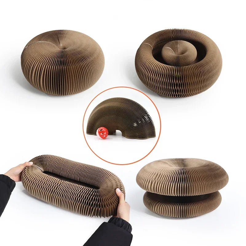 2025 New Magic Cat Scratch Organ Board Cat Toy with Ball Grinding Claw Cat Climbing Frame Kitten round Corrugated Toy