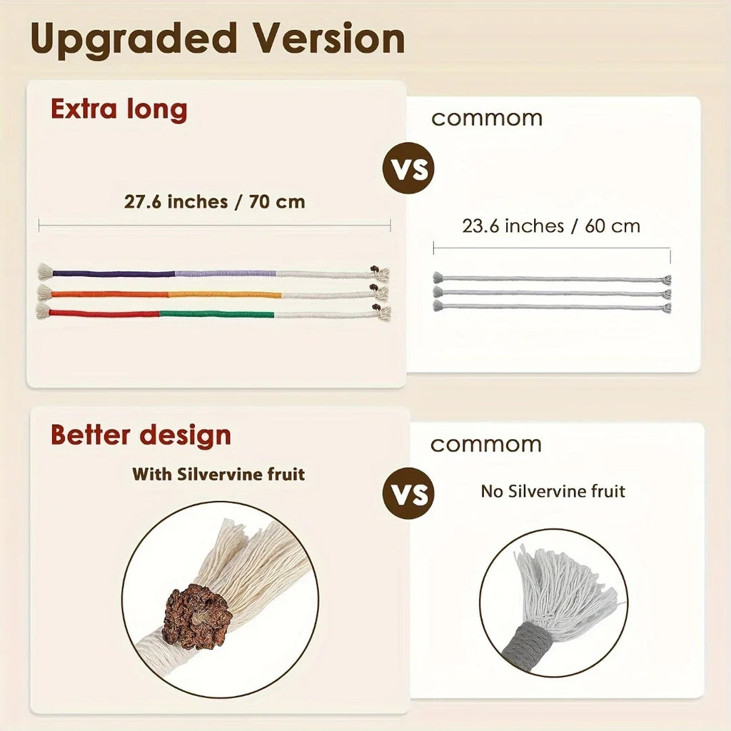 Cotton Cat Chew Toy for Teeth Cleaning, Catnip Rope Toys for Indoor Cats,Nibbling Exercise, Interactive Cat Nip Teething Toys Fo